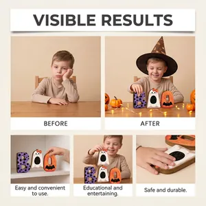 Pädagogisches Halloween BOO Holzschild Deko Set für Kinder, sicher und langlebig