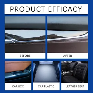 Before and after comparison of car plastic restorer efficacy on interior leather and trim