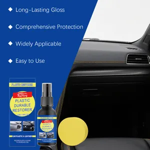RayHong car plastic restorer kit with spray bottle, box, and yellow applicator sponge