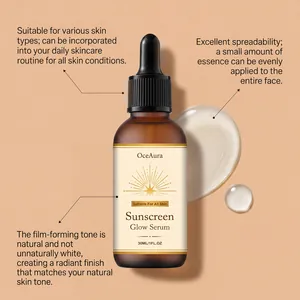 OceAura Sunscreen Glow Serum detail showing smooth texture and product features.