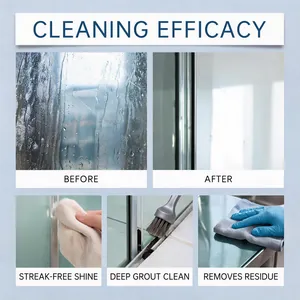 Comparaison de l'efficacité du nettoyant pour vitres avant et après sur les douches