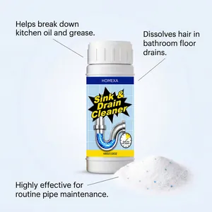 HOMEXA sink and drain cleaner powder showing effective pipe maintenance features