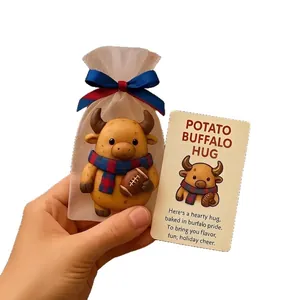 Figurine de buffle mignonne en pochette avec carte de vœux pour cadeau de Noël