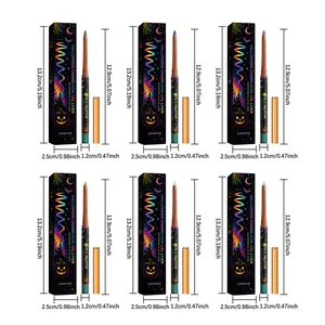 Vue détaillée des dimensions et de l'emballage du liner gel caméléon pour Halloween.