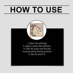 Instructional guide for DIY Christmas angel pearl painting kit showing step-by-step process
