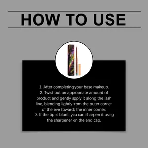 Instructions détaillées d'utilisation de l'eyeliner gel caméléon avec vue emballage.