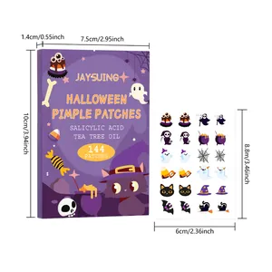 JAYSUING Halloween puistjes pleisters set met afmetingen van doos en vel, 144 stuks