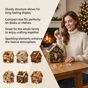 DIY pearl art Christmas house set with multiple festive designs and crafting elements