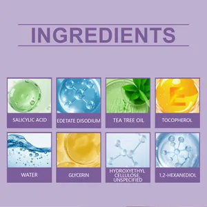 Lijst van ingrediënten met salicylzuur en tea tree olie voor acne-pleisters in detail
