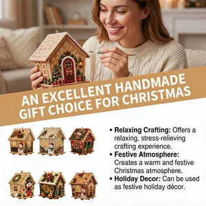Detailed macro view showing multiple unique DIY pearl art Christmas house ornaments.