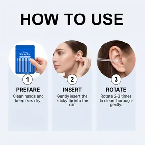 Visual 3-step guide for using Ximonth sticky ear wax remover sticks effectively