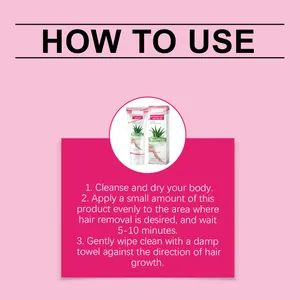 Instruction guide showing how to use the mild hair removal cream for smooth skin.