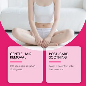 Detail showing gentle hair removal and soothing benefits for smooth, non-irritated skin.