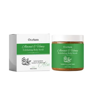 Gommage corporel exfoliant OCEAURA Amande et Miel 100g avec boîte d'emballage professionnelle