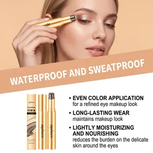 Detailed view of Zephoco waterproof eyeshadow stick with features and model application