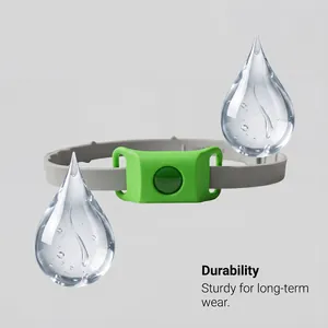 Vue détaillée d'un collier antiparasitaire vert pour chien, durable et solide