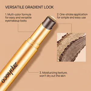 Detail shot of dual-color gradient eyeshadow stick with a shimmering finish.