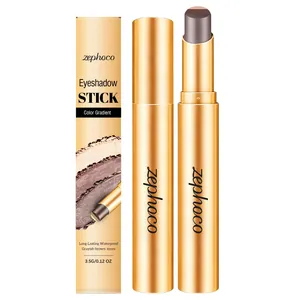 Zephoco zweifarbiger wasserfester Lidschatten-Stick in Graubraun mit eleganter Goldverpackung