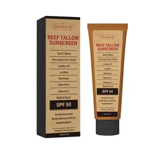 Protection solaire naturelle au suif de boeuf SPF 50 visage et corps, boîte et tube