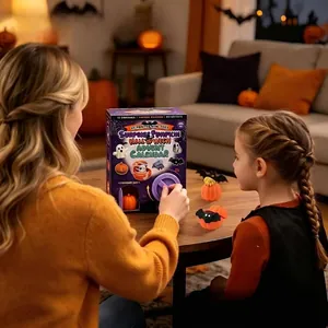 Cozy family Halloween advent calendar reveal with surprise pumpkin toys inside