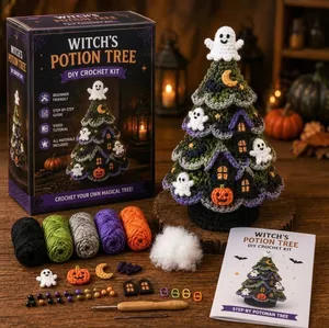Halloween Δέντρο Φίλτρων Μάγισσας DIY Σετ Πλεξίματος με νήματα και οδηγό βήμα-βήμα