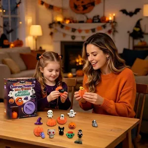 Surprise pumpkin Halloween advent calendar featuring various spooky toy figures for kids