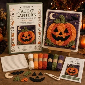 Kit de Tissage de Tissu 3D Halloween DIY Broderie de Fil Citrouille Fantôme Sorcière Bricolage Débutant Fait Main Ornements