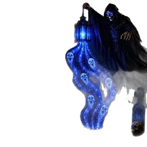Scary Halloween Soul Harvester garden light decoration featuring glowing blue souls