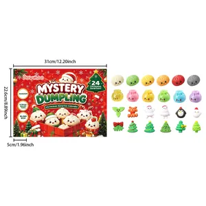 Detailed view of DOWMOO Mystery Dumpling Christmas Advent Calendar box and 24 toys