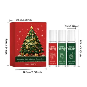 Dimensions du coffret cadeau de Noël de roll-on apaisant aux herbes avec trois flacons