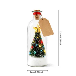 Exquisite miniature Christmas tree in a glass bottle with dimensions of 22cm by 7cm detail view