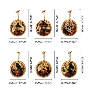 Detailed size guide for 8cm diameter DIY Halloween diamond painting hanging ornaments