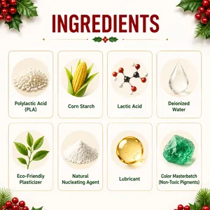 Infografica degli ingredienti PLA ecologici per oggetti di scena natalizi