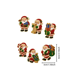 Lot de 6 aimants de frigo Père Noël en peinture diamant 3D DIY avec les dimensions