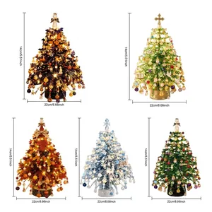 Detailed dimensions for five colorful DIY glass beaded Christmas tree kit styles.