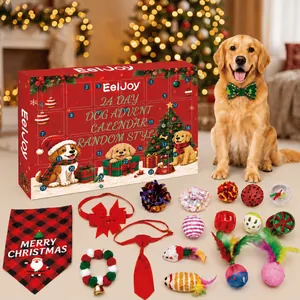 Contenuto completo del calendario dell'Avvento per cani con giochi e accessori