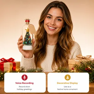 Close-up of LED Christmas tree wishing bottle showing the voice recording feature
