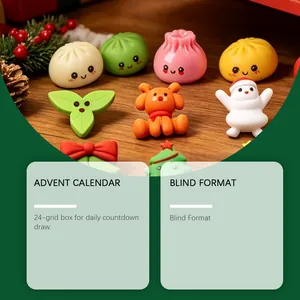 Advent calendar detail showing 24-day blind format with cute Christmas dumpling toys