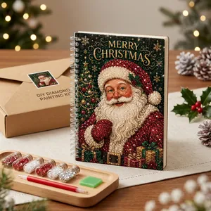 Kerst DIY Diamant Schilderij Notitieboek Met Strass Kunstparel Spiraalbinding Kerstman A5 Notitieboek Decoratie