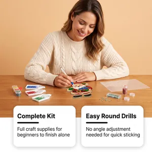 Vue détaillée du kit aimant peinture diamant Père Noël DIY avec diamants ronds colorés