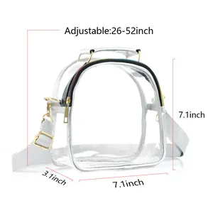 Transparante PVC crossbodytas voor dames met verstelbare riem en handvat, maat 7,1 inch