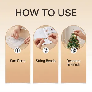 Step-by-step visual assembly guide for DIY glass beaded Christmas tree manual kit