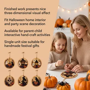 DIY Halloween diamond painting pendants for kids and adults, parent-child activity set.
