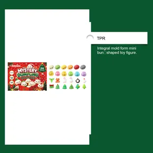 Mystery Dumpling Christmas Advent Calendar set with 24 mini TPR figures