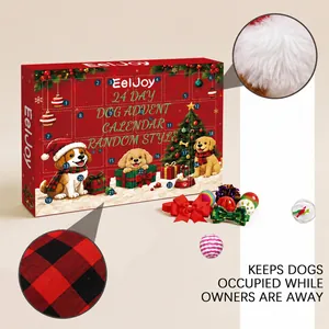 Dettaglio del calendario dell'avvento per cani EelJoy con texture in pelliccia e plaid