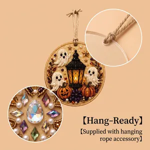 Detailed macro view of DIY Halloween pearl diamond pendant with hanging rope accessory