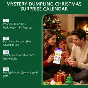 Lifestyle scene of a couple with mystery dumpling Christmas surprise calendar blind box figures