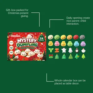 Dowmoo mystery dumpling Christmas advent calendar with 24 cute squishy toys for kids.