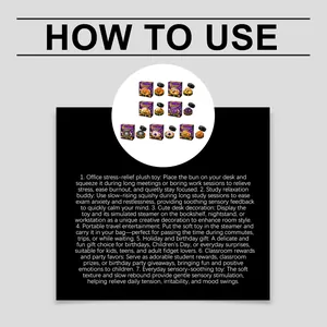 Instructional guide for Halloween squishy toys showing sensory use and desk decor