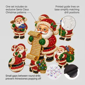 Vue détaillée des magnets de réfrigérateur Père Noël en peinture diamant DIY 3D
